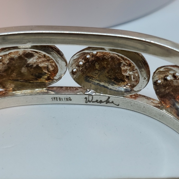 .925 Abalone Cuff bracelet,sterling silver,signed